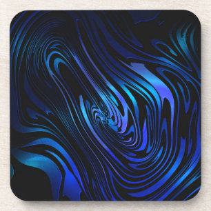 Abstrakte Swirt-Kunst in Blau und Schwarz Getränkeuntersetzer