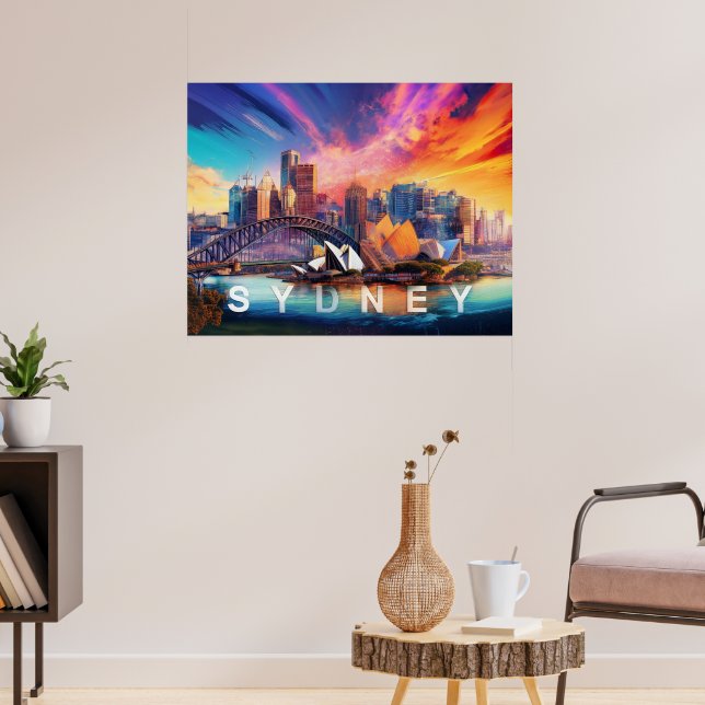 Abstrakte Sydney Australien Skyline Poster (Wohnzimmer 3)