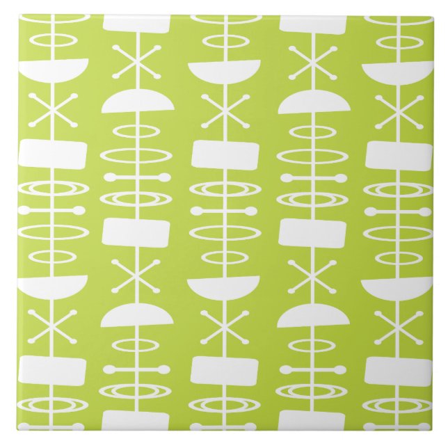 Abstrakte Symbole der Atomzeit Fliese (Vorderseite)