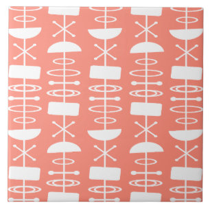 Abstrakte Symbole der Atomzeit Lachs Pink Fliese