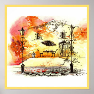 abstrakte Szenen-Wand-Kunst der Stadt-20x20 Poster