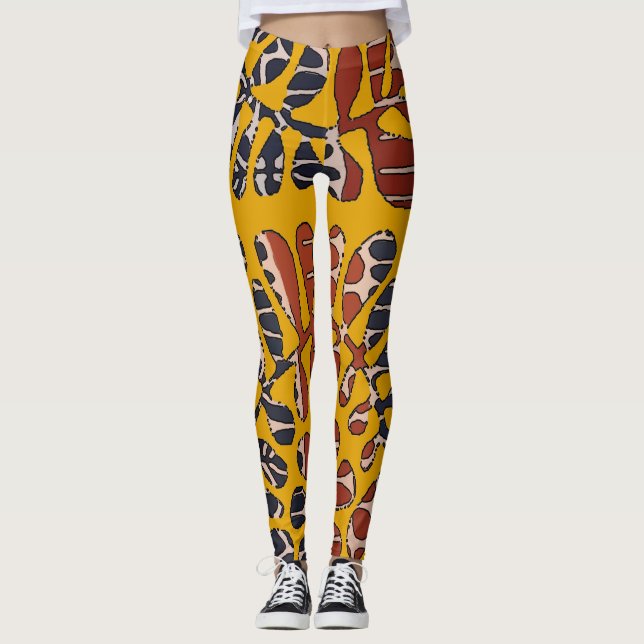 Abstrakte Tan-Blätter, Matisse, Leggings (Vorderseite)