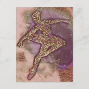 Abstrakte tanzende rosa und goldene Ballerina-Kart Postkarte