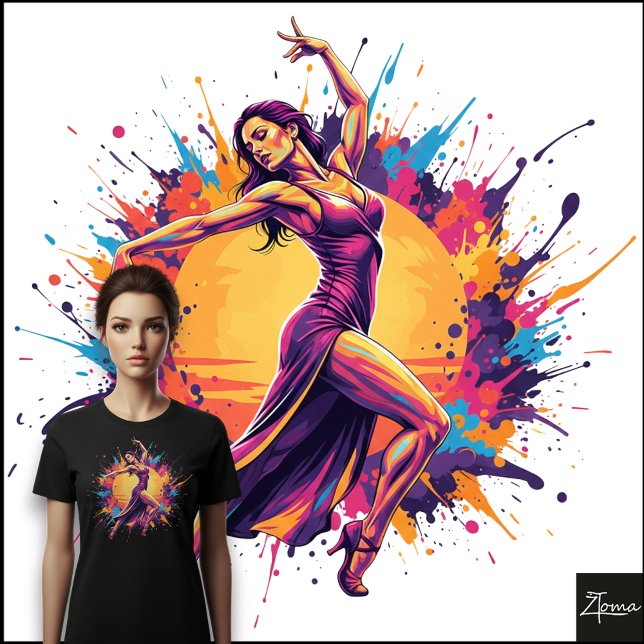 Abstrakte Tänzerin Neonskleid Dynamischer Spritzer Tri-Blend Shirt (Von Creator hochgeladen)