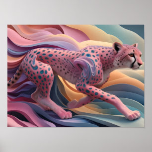 Abstrakte Tapete in pastelfarbener Cheetah Poster