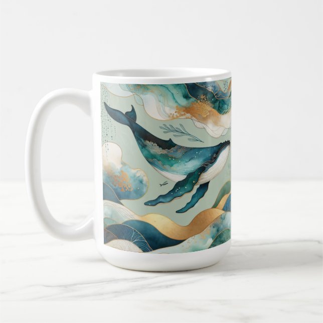 Abstrakte Tasse für den Ozeanwal - Küchendekor (Links)