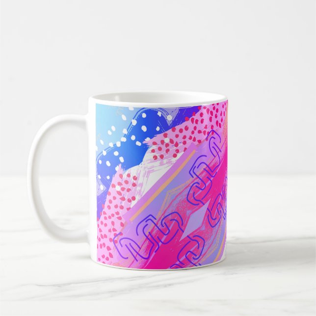 Abstrakte Tasse in Rosa und Blau - Weiche Pastellf (Links)