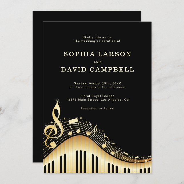 Abstrakte Tastaturhochzeit Einladung (Vorne/Hinten)