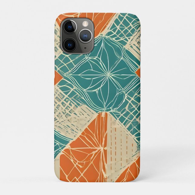 Abstrakte Teal-, Orange- und Beige-Blumen  Case-Mate iPhone Hülle (Rückseite)