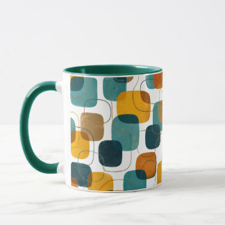 Abstrakte Teal- und Ocker-Formen im Stil der Mitte Tasse