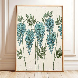 Abstrakte Teal Wisteria Minimalistische Wandkunst Poster