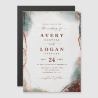 Abstrakte Terra Cotta Magnetic Wedding Einladung