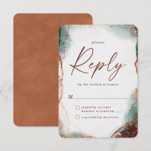 Abstrakte Terra Cotta Wedding RSVP Antwortkarte Karte