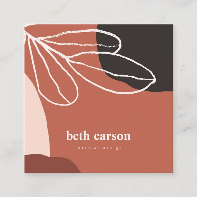 Abstrakte Terracotta auf Bio Wegen Quadratische Visitenkarte (Vorderseite)