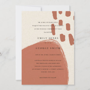 ABSTRAKTE TERRACOTTA KRAFT SCANDI WEDING INVITE DANKESKARTE