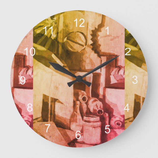 Abstrakte Terracotta Shades Designer Große Uhr (Vorderseite)