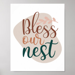 Abstrakte Terrakotta Bless Unsere Nest Typografie Poster