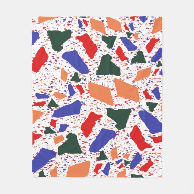 Abstrakte Terrazzo Hand gezeichnet farbenfrohe Mus Fleecedecke (Vorderseite)