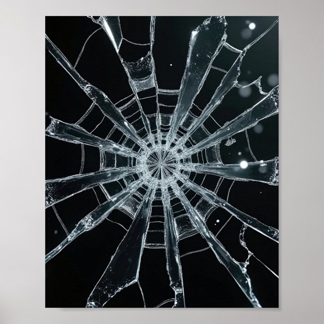 Abstrakte Textur aus zersplittertem Glas, gebroche Poster (Vorne)