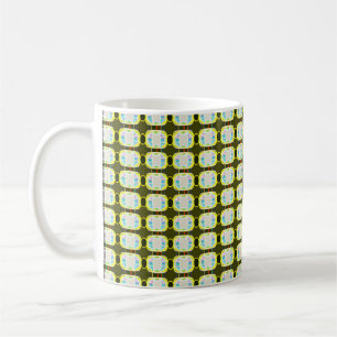 abstrakte Textur, farbenfrohes Gingham-Muster, mod Kaffeetasse