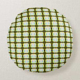 abstrakte Textur, farbenfrohes Gingham-Muster, mod Rundes Kissen