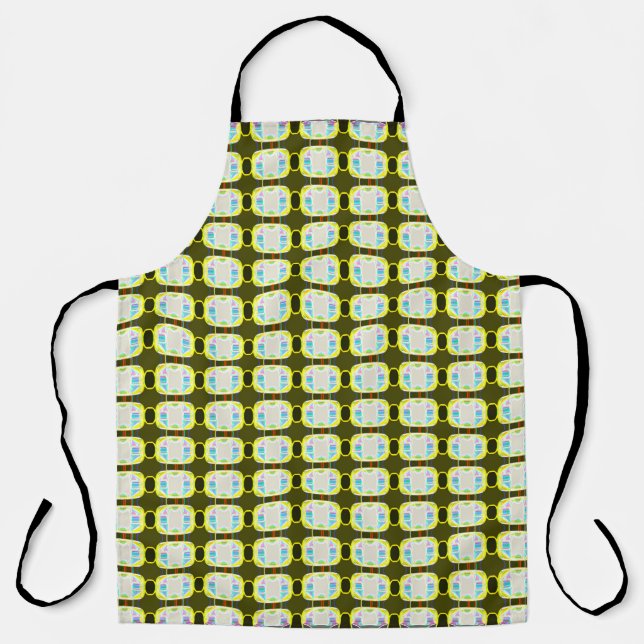 abstrakte Textur, farbenfrohes Gingham-Muster, mod Schürze (Vorderseite)