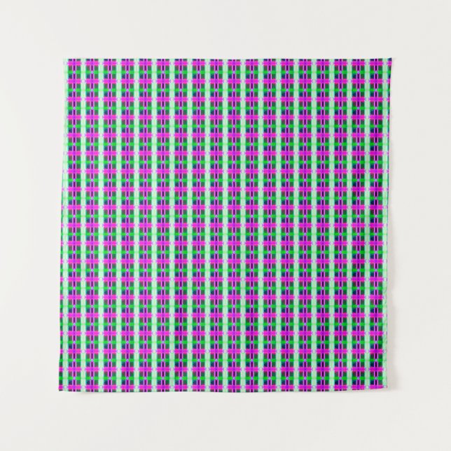 abstrakte Textur, kariertes Farbmuster, Retroteer Wandteppich (Vorderseite)