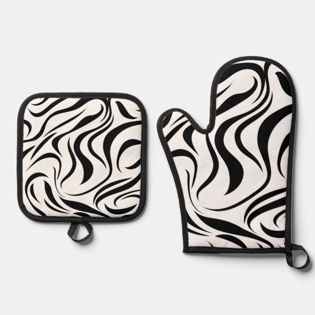 abstrakte Textur mit gewellten Linien Ofenhandschuh & Topflappen-Set (Vorderseite)