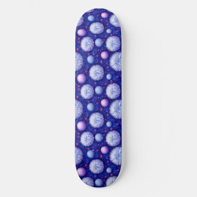 Abstrakte Textur mit glänzenden Orben und unscharf Skateboard (Vorderseite)