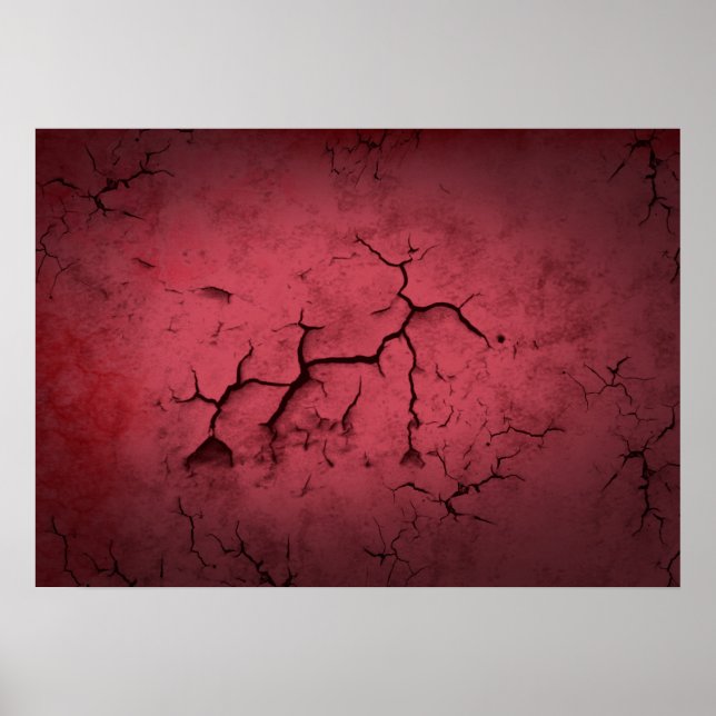 Abstrakte Textur Red Clay Risse Wand Poster (Vorne)