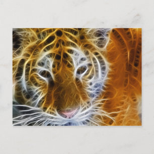Abstrakte Tigerportrait Fraktal Art Postkarte