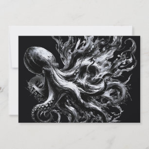 Abstrakte Tintenflüssigkeit Oktopus Kraken Feiertagskarte