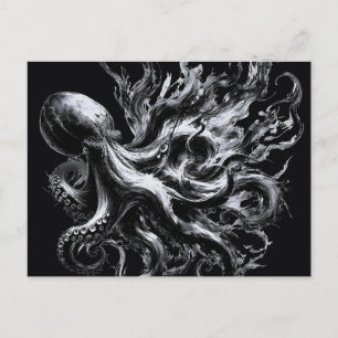 Abstrakte Tintenflüssigkeit Oktopus Kraken Feiertagspostkarte