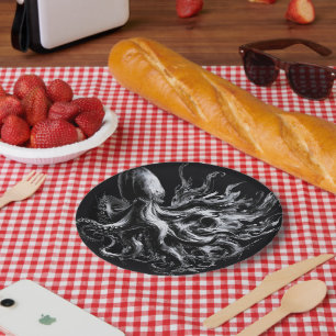 Abstrakte Tintenlösung Kraken Pappteller