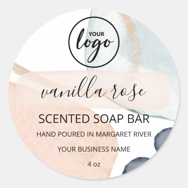 Abstrakte Tintenpastellfarben-Bar Runder Aufkleber (Vorderseite)