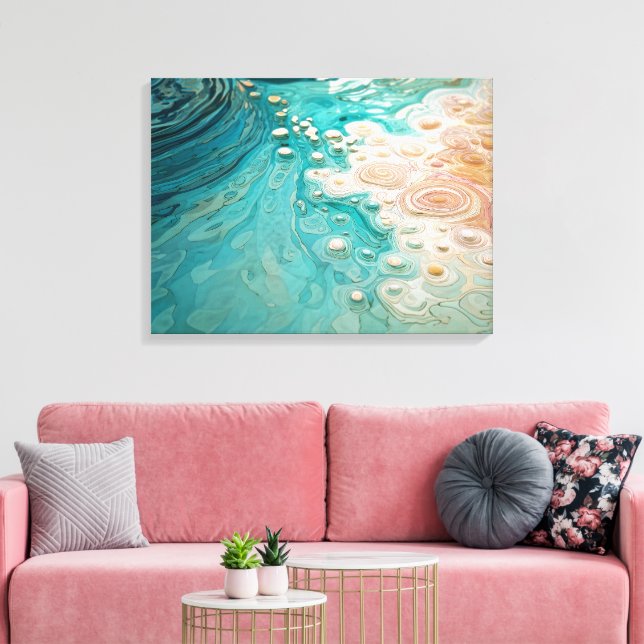 Abstrakte topografische Ozeankunst Leinwanddruck (Insitu (Wohnzimmer))