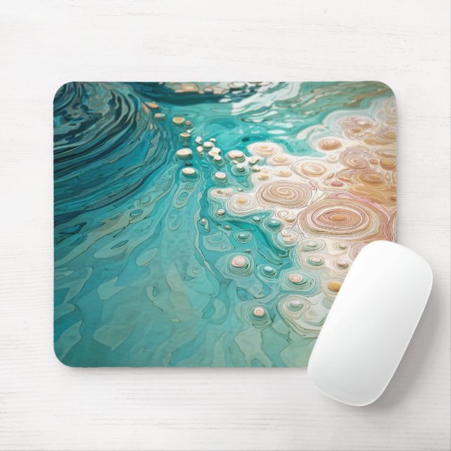 Abstrakte topografische Ozeankunst Mousepad (Mit Mouse)