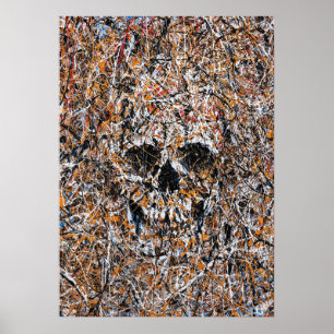 Abstrakte Totenkopf-Drip-Painting Moderne Wandkuns Poster