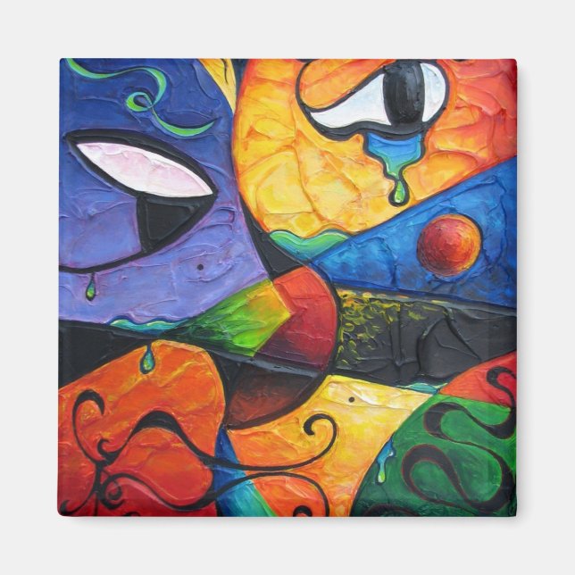 Abstrakte Tränen laufen über Magnet (Vorne)