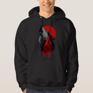 Abstrakte Trash Polka Heulender Wolf Stadtlandscha Hoodie