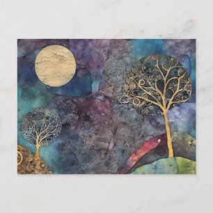 Abstrakte Tree Mixed Media Collage Postkarte