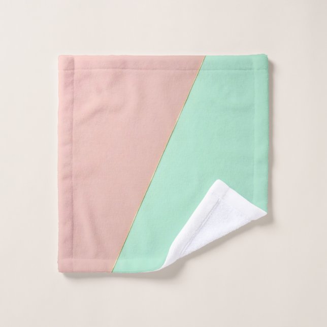 Abstrakte Trendy Rosé-Mint-Kollektion Badhandtuch Set (Waschlappen)