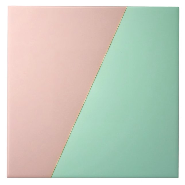 Abstrakte Trendy Rosé Mint Kollektion Fliese (Vorderseite)