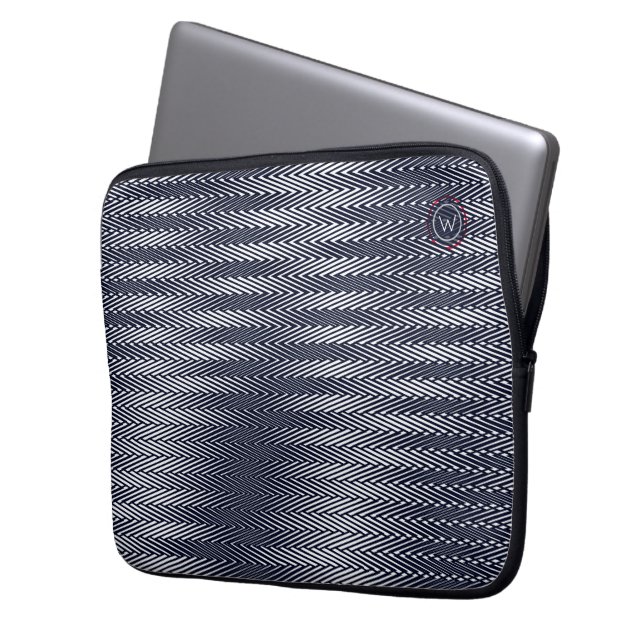 Abstrakte, trippige Streifen, Krass Laptopschutzhülle (Vorderseite Links)