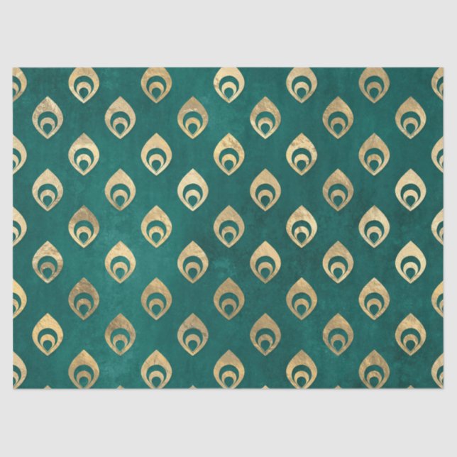 Abstrakte Tropfen auf grüne Decoupage Seidenpapier (Vorderseite)