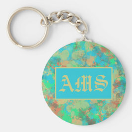 Abstrakte Tropfen in Grün, Gelb und Blau Schlüsselanhänger