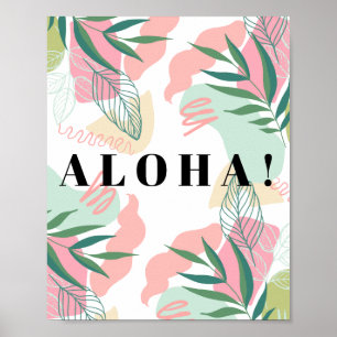 Abstrakte tropische Blätter Aloha Editable Poster