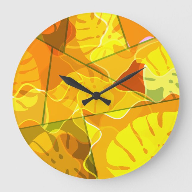 ABSTRAKTE TROPISCHE BLÄTTER  GROßE WANDUHR (Vorderseite)