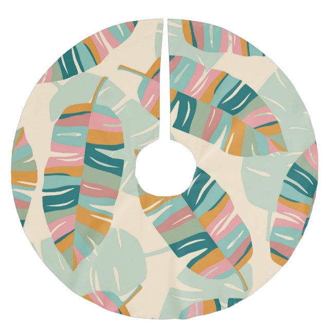 Abstrakte tropische Blätter: Moderne nahtlose Polyester Weihnachtsbaumdecke (Vorderseite)