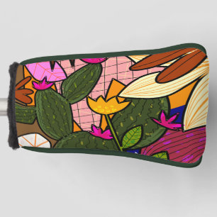 Abstrakte tropische Blätter und Blume Golf Headcover